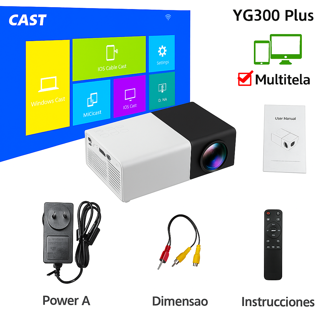 Miniproyector de cine portátil 1080p full HD