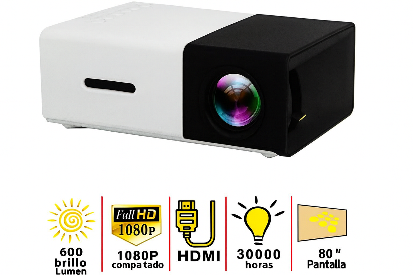 Miniproyector de cine portátil 1080p full HD